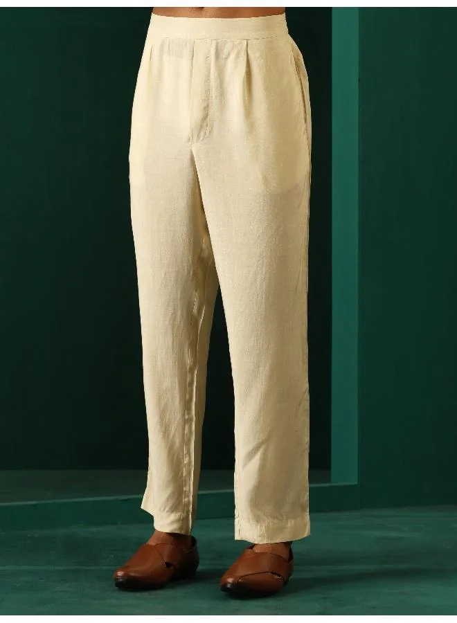 trueBrowns  Men's Off White Floral Bunch Muslin Silk Printed Co-ord Set for Men | Best Price UAE