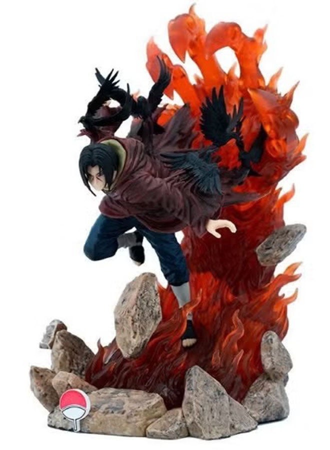 Halamodo Naruto Mysterious Transformation 28cm Anime Figure of Uchiha Itachi with Three Heads - Normal, Turning and Crow Forms, Stunning Desktop Decoration - Image 1