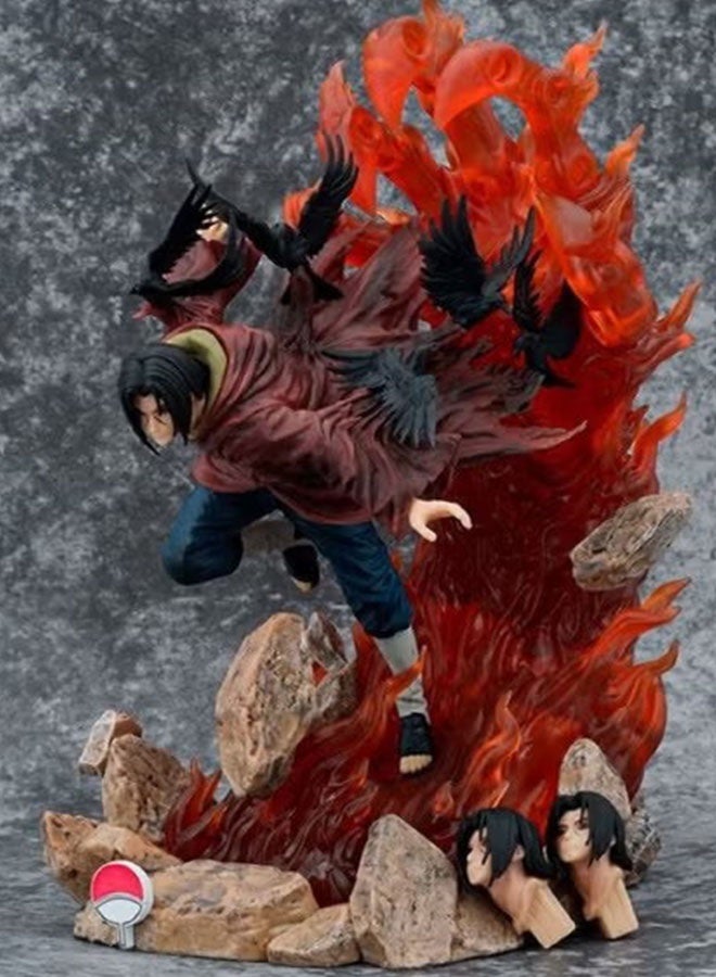 Halamodo Naruto Mysterious Transformation 28cm Anime Figure of Uchiha Itachi with Three Heads - Normal, Turning and Crow Forms, Stunning Desktop Decoration - Image 4