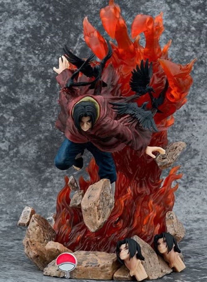Halamodo Naruto Mysterious Transformation 28cm Anime Figure of Uchiha Itachi with Three Heads - Normal, Turning and Crow Forms, Stunning Desktop Decoration - Image 3