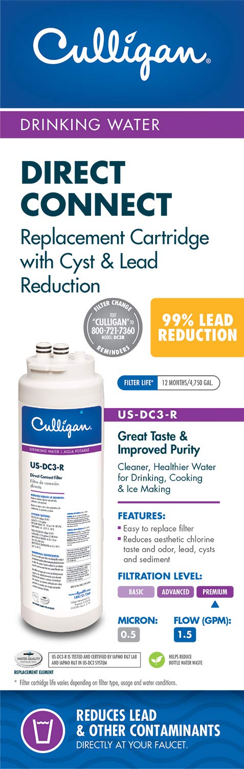 كوليجان خرطوشة بديلة لفلتر المياه Culligan Us-Dc3-R Direct Connect Premium عدد 1 (عبوة من 1) أبيض - Image 2