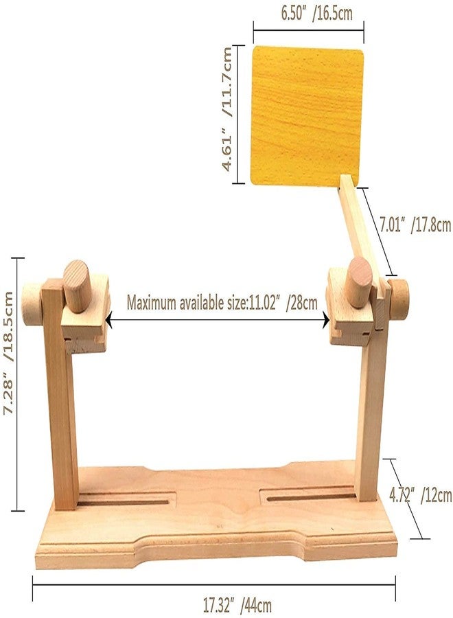 GuoFa Adjustable Wooden Embroidery Hoop Stand with Pattern Board, Rotating Cross Stitch Frame Holder for 2 People, Tabletop Needlework Frame for DIY Craft & Sewing Projects - Image 3