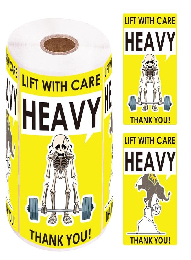 1step2dream Funny Caution Heavy Sticker| 2×3 Inch Skull and Elephant Design | Humorous and Witty Labels for Heavy Special Handling Shipping and Packing - Image 1