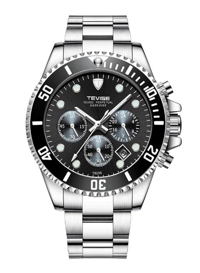 تيفيز ساعة يد بعقارب وسوار من الستانلس ستيل طراز T823 - قياس 42 مم - لون فضي للرجال