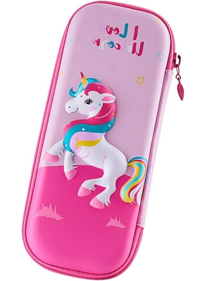 حافظة أقلام كرتونية ثلاثية الأبعاد من مادة إي في إيه، حامل أقلام مقاوم للماء بسعة كبيرة مع تخزين ثلاثي الطبقات، وجيب شبكي وفتحة للقلم، صندوق منظم أدوات مكتبية متين للوازم المدرسية (أرجواني، لون يونيكورن) - Image 3