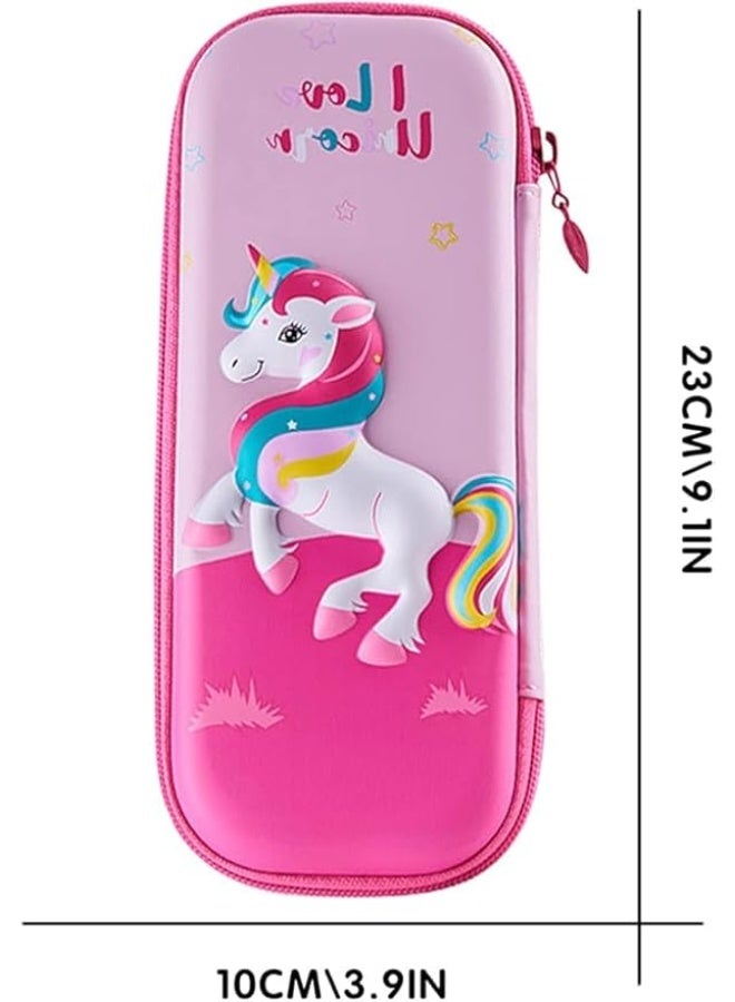 حافظة أقلام كرتونية ثلاثية الأبعاد من مادة إي في إيه، حامل أقلام مقاوم للماء بسعة كبيرة مع تخزين ثلاثي الطبقات، وجيب شبكي وفتحة للقلم، صندوق منظم أدوات مكتبية متين للوازم المدرسية (أرجواني، لون يونيكورن) - Image 4