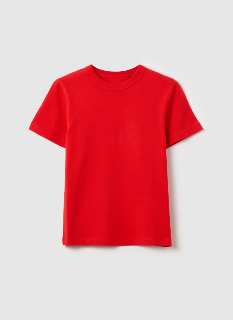 او في اس Solid Colour T-Shirt In Organic Cotton