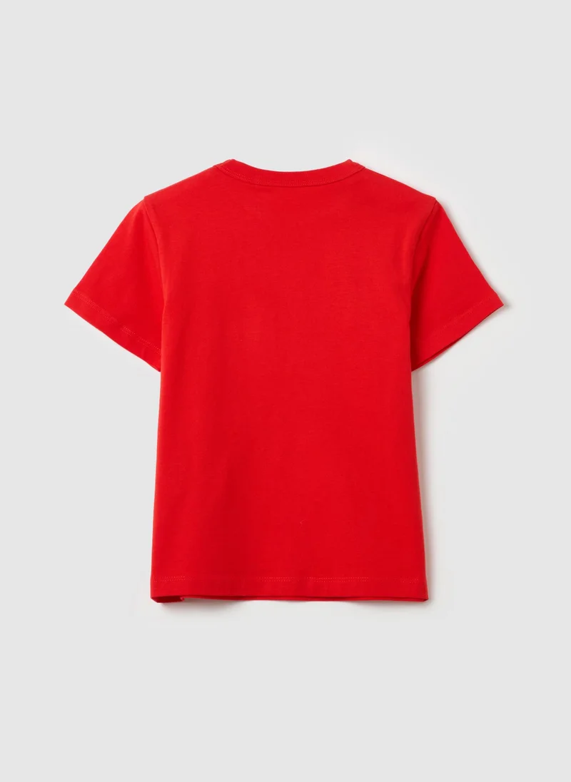 او في اس Solid Colour T-Shirt In Organic Cotton