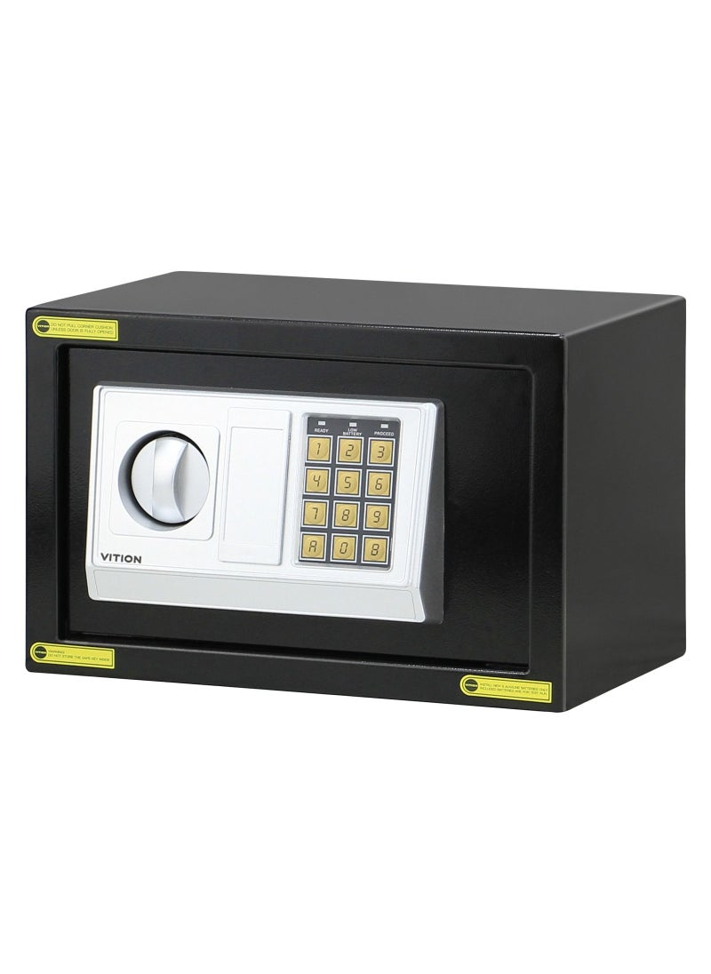 VITION - Safe Box with Electronic Digital Keypad and Key Lock for Home Office Cash Money Jewelry Passport (Size 20x31x20cm) Black - Image 1