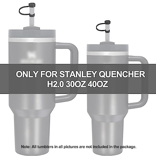 DUNLAGUE Silicone Spill Stopper Set for Stanley Cup 2.0 30oz & 40oz with Straw Cover (Set of 2, Black) - Image 3