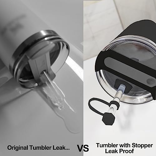 DUNLAGUE Silicone Spill Stopper Set for Stanley Cup 2.0 30oz & 40oz with Straw Cover (Set of 2, Black) - Image 4