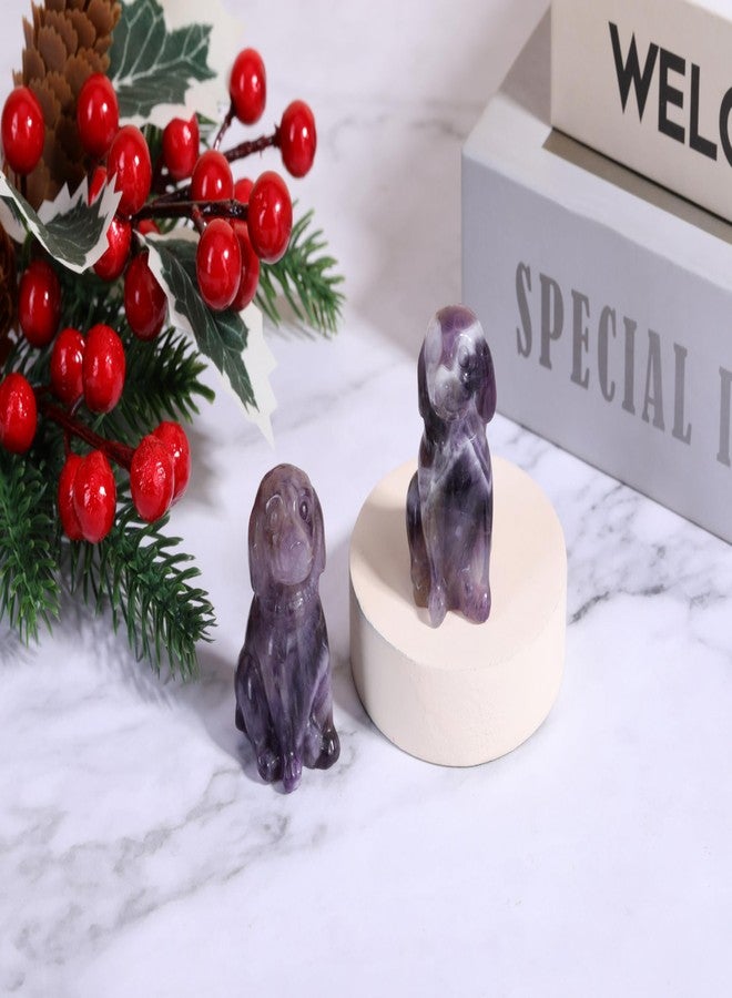 PESOENTH Amethyst Crystal Dog Statue Dog Lovers Gifts for Women,1.5" Mini Crystals and Healing Stones Animal Figurines Ornament Purple Gemstone Room Home Desk Decor - Image 2