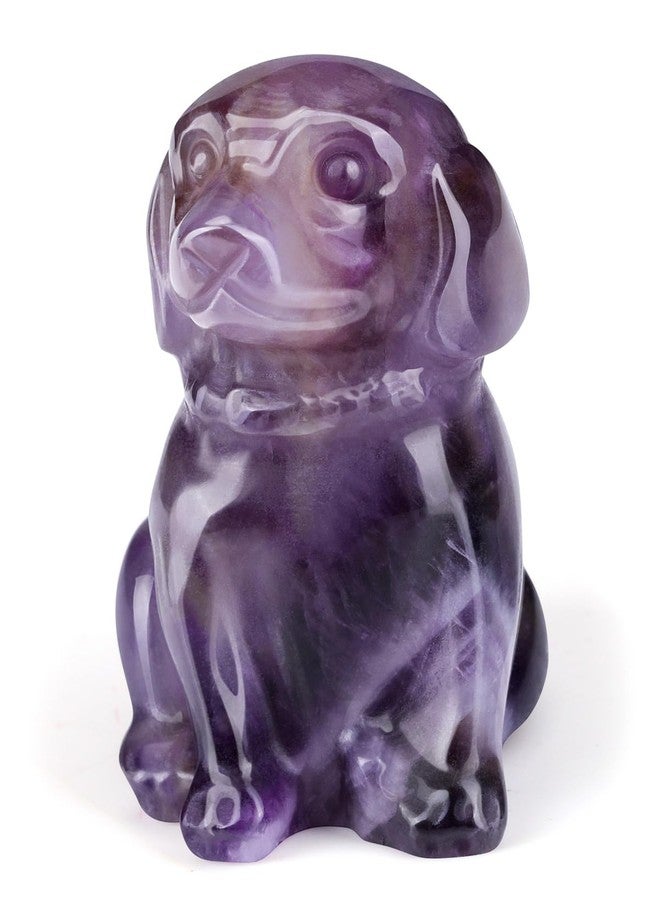 PESOENTH Amethyst Crystal Dog Statue Dog Lovers Gifts for Women,1.5" Mini Crystals and Healing Stones Animal Figurines Ornament Purple Gemstone Room Home Desk Decor - Image 1