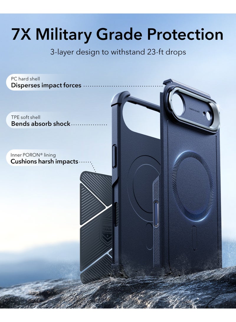 ESR iPhone Air HaloLock Cyber Tough Case with Stand – MagSafe Compatible Heavy-Duty Cover with Camera Control Button 7x Military-Grade Drop Protection Shock-Absorbing Corners And 3-Layer Design - Dark Blue - Image 4