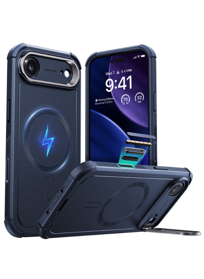 ESR iPhone Air HaloLock Cyber Tough Case with Stand – MagSafe Compatible Heavy-Duty Cover with Camera Control Button 7x Military-Grade Drop Protection Shock-Absorbing Corners And 3-Layer Design - Dark Blue - Image 1