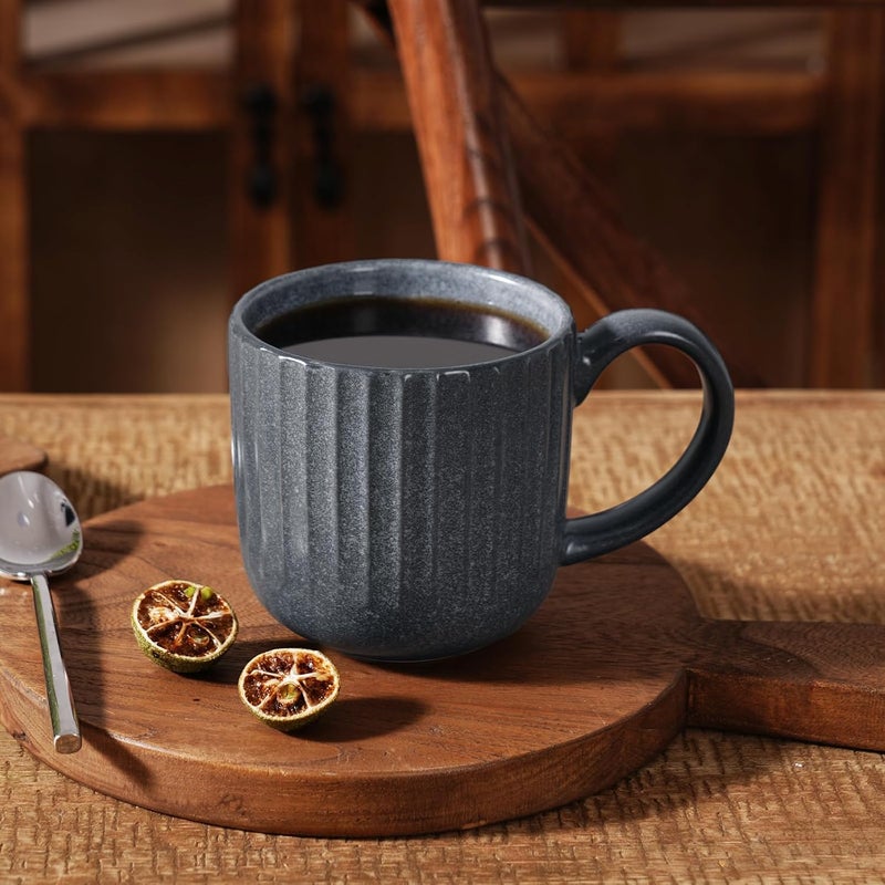 Famiware Coffee Mugs Set of 6, Starlight 11 oz Mug Cup Set with Handle for Coffee, Tea, Cocoa, Milk - Ceramic Stoneware Mug Set, Matte Black Grey - Image 2