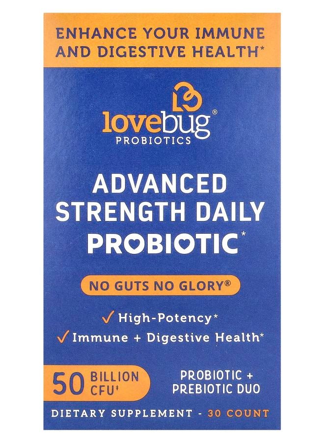 LoveBug Probiotics Advanced Strength Daily Probiotic 50 Billion CFU 30 Count