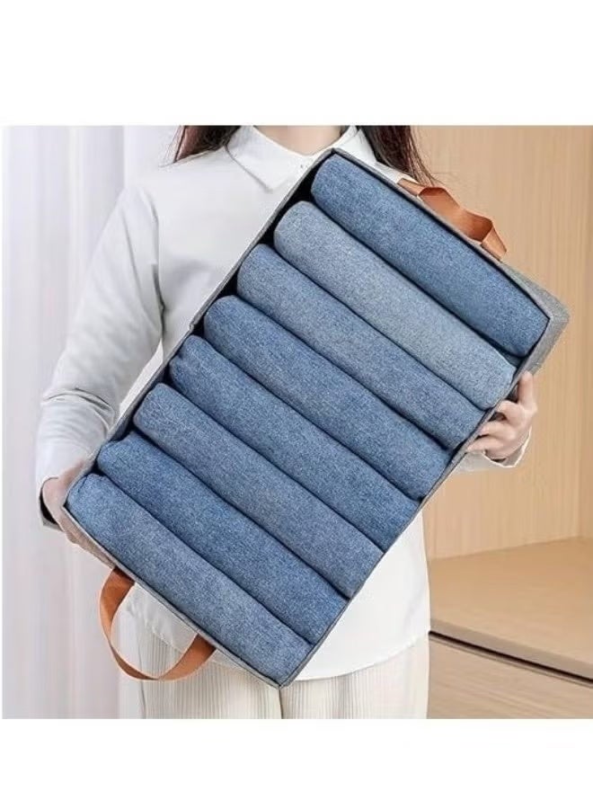 منظم ملابس خزانة بمقبض، صندوق تخزين قماشي مع إطار فولاذي، رف قابل للتكديس، سلال تخزين قابلة للطي - Image 2