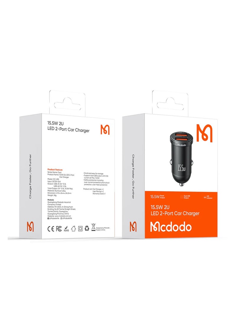 مكدودو شاحن سيارة ماكدودو CC-2950 2x USB 15.5 واط أسود - Image 2