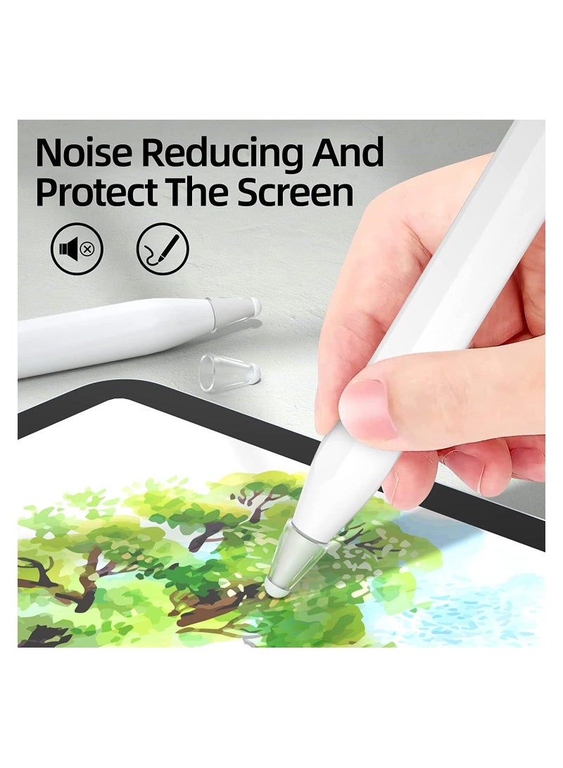 XiuWoo Compatible with Apple Pencil Tips Cover Case, Silicone Fber Nib Case [8 Pack] , Noiseless Non-Slip Fiber Cap for 2 Generation /1st Gen. (Transparent) - Image 2