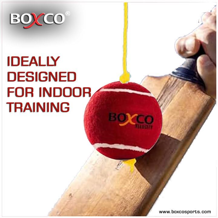 BOXCO كرة تنس كريكيت معلقة بوزن ثقيل من فيلوسيتي للتدريب والممارسة، كرة كريكيت معلقة للتدريب الداخلي/الخارجي (ماروني، عبوة من 1) - Image 3