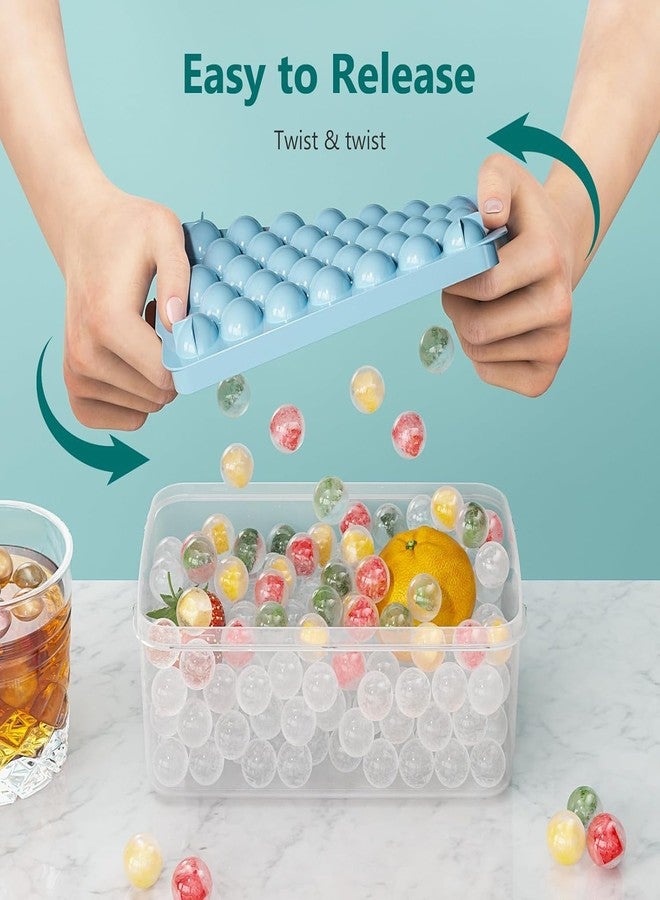 VARENYYA Round Ice Cube Trays with Lid & Bin Ice Ball Maker Mold for Freezer with Container Mini Circle Ice Cube Tray Making Sphere Ice Chilling Cocktail Tea Coffee (Multicolor) - Image 2