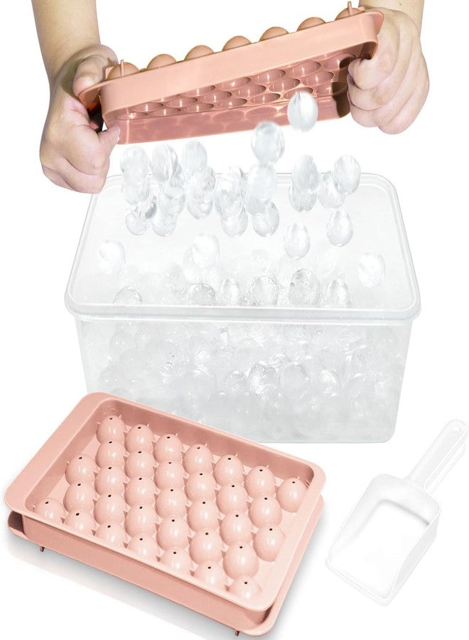 VARENYYA Round Ice Cube Trays with Lid & Bin Ice Ball Maker Mold for Freezer with Container Mini Circle Ice Cube Tray Making Sphere Ice Chilling Cocktail Tea Coffee (Multicolor) - Image 1
