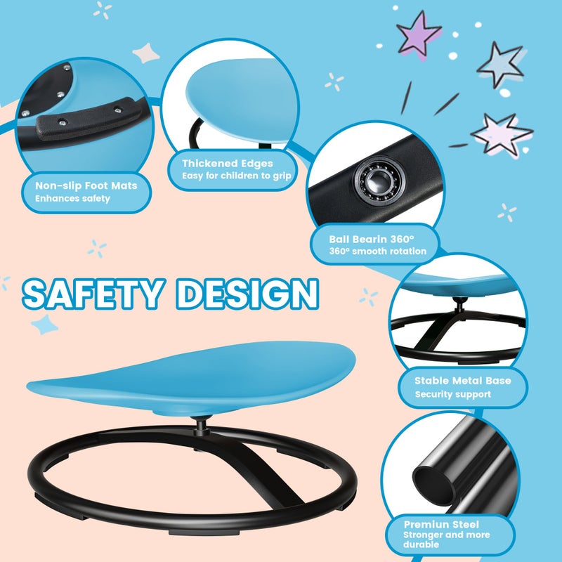 Pterying 21" L Ã— 19" W Large Size Spinning Chair for Autistic Kids, Toddler Sensory Chair, Sensory Toys Gifts for Kids with Autism & ADHD, Outdoor/Indoor Toys for Kids Ages 4-8, Azure Rounded Shape - Image 5