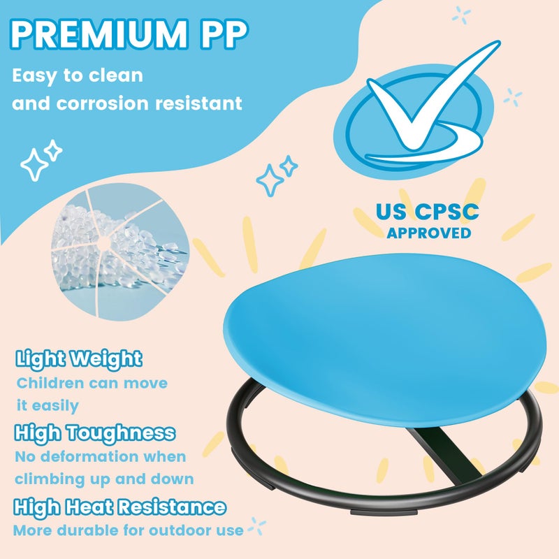 Pterying 21" L Ã— 19" W Large Size Spinning Chair for Autistic Kids, Toddler Sensory Chair, Sensory Toys Gifts for Kids with Autism & ADHD, Outdoor/Indoor Toys for Kids Ages 4-8, Azure Rounded Shape - Image 4