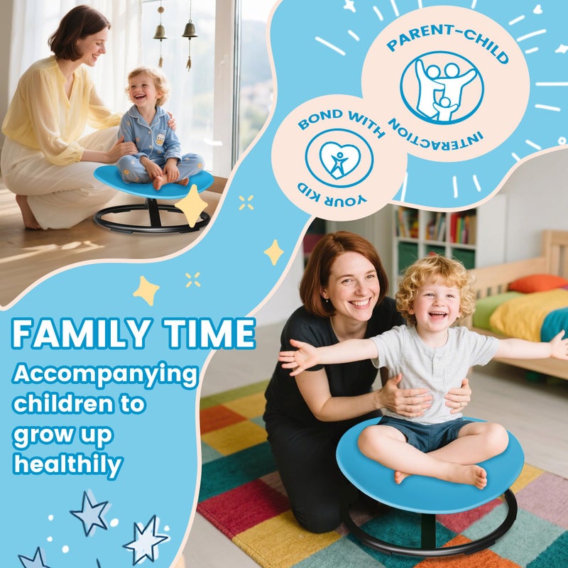 Pterying 21" L Ã— 19" W Large Size Spinning Chair for Autistic Kids, Toddler Sensory Chair, Sensory Toys Gifts for Kids with Autism & ADHD, Outdoor/Indoor Toys for Kids Ages 4-8, Azure Rounded Shape - Image 2