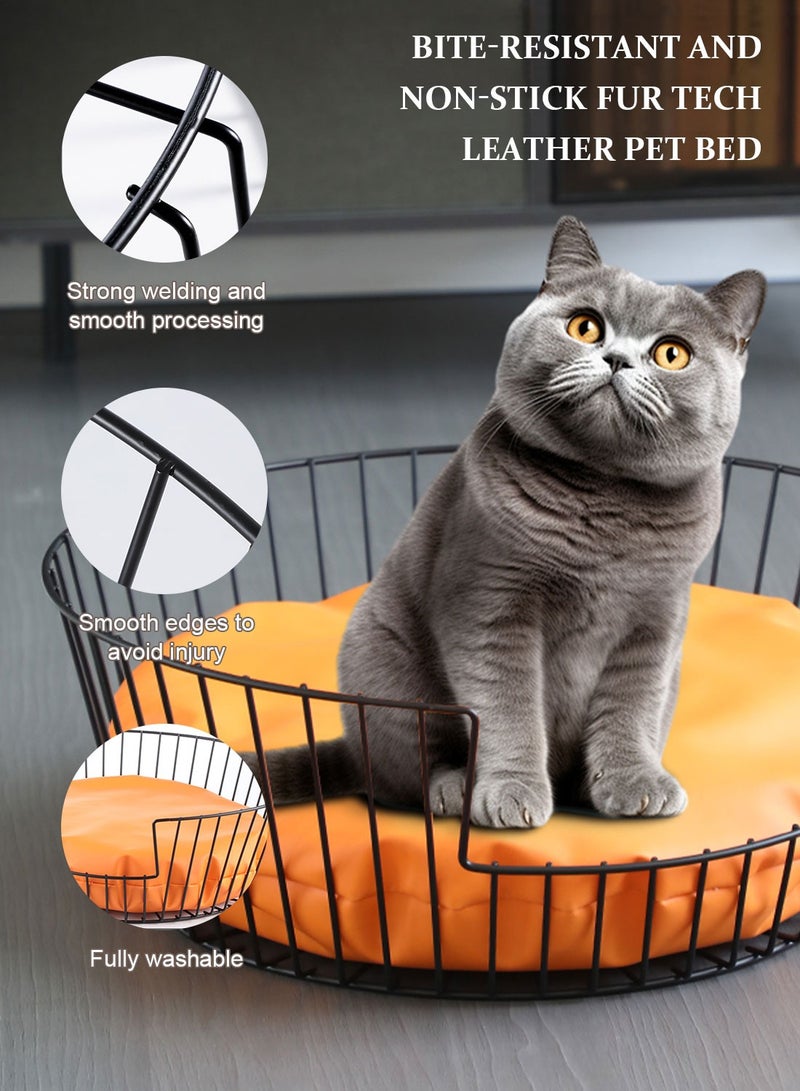 Kidle Cat Basket Pet Sleeping Bed House Cat Bed Basket Nest with Cotton Mat Cat Round Bed - Image 2