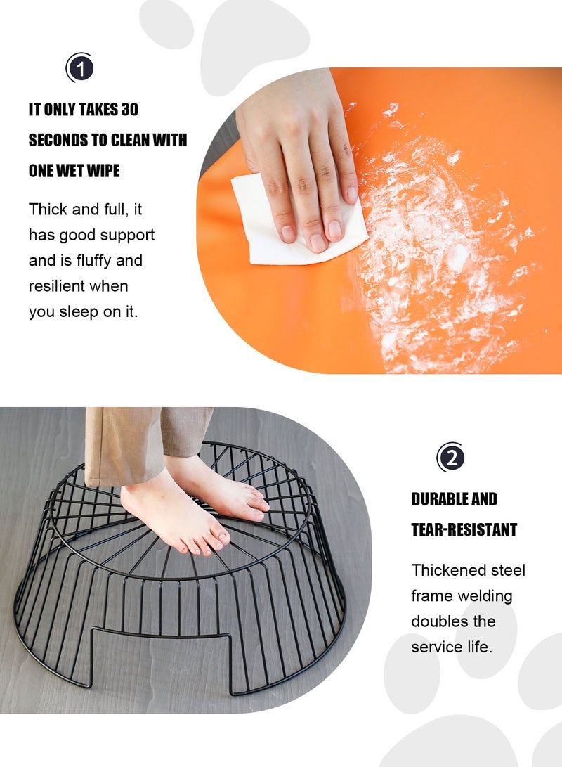 Kidle Cat Basket Pet Sleeping Bed House Cat Bed Basket Nest with Cotton Mat Cat Round Bed - Image 5