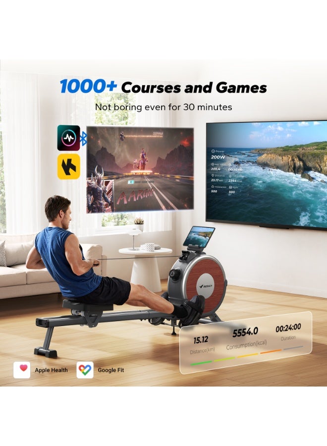 MERACH Rowing Machines for Home, Magnetic Rowing Machine with 16 Levels, Rower Machine of Quiet Resistance, Dual Slide Rail with Max 350lbs Weight Capacity, App Compatible - Image 5