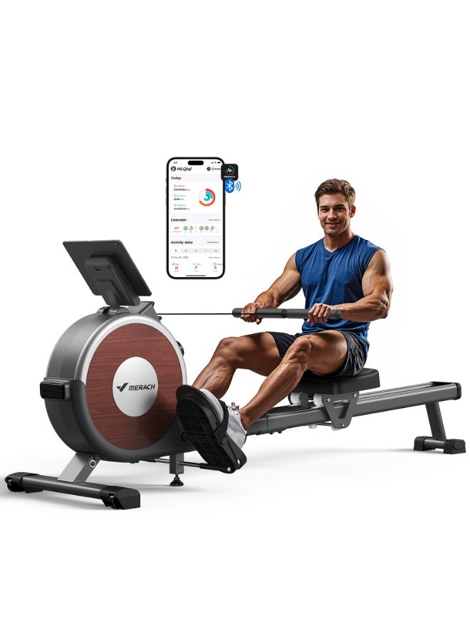 MERACH Rowing Machines for Home, Magnetic Rowing Machine with 16 Levels, Rower Machine of Quiet Resistance, Dual Slide Rail with Max 350lbs Weight Capacity, App Compatible - Image 3