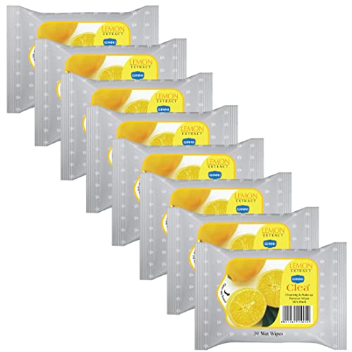 GINNI CLEA Cleansing Makeup Remover Wipes (pack of 8) (30 wipes per pack) (LEMON) - Image 1