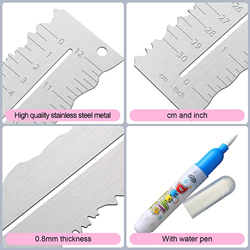 Geyee Metal Paper Tearing Ruler Deckle Edge Craft Ruler for Cutting Paper Stainless Steel 12 Inches Cut Tool Irregular Edges Measuring Tool with Water Pen for School Scrapbook - Image 3
