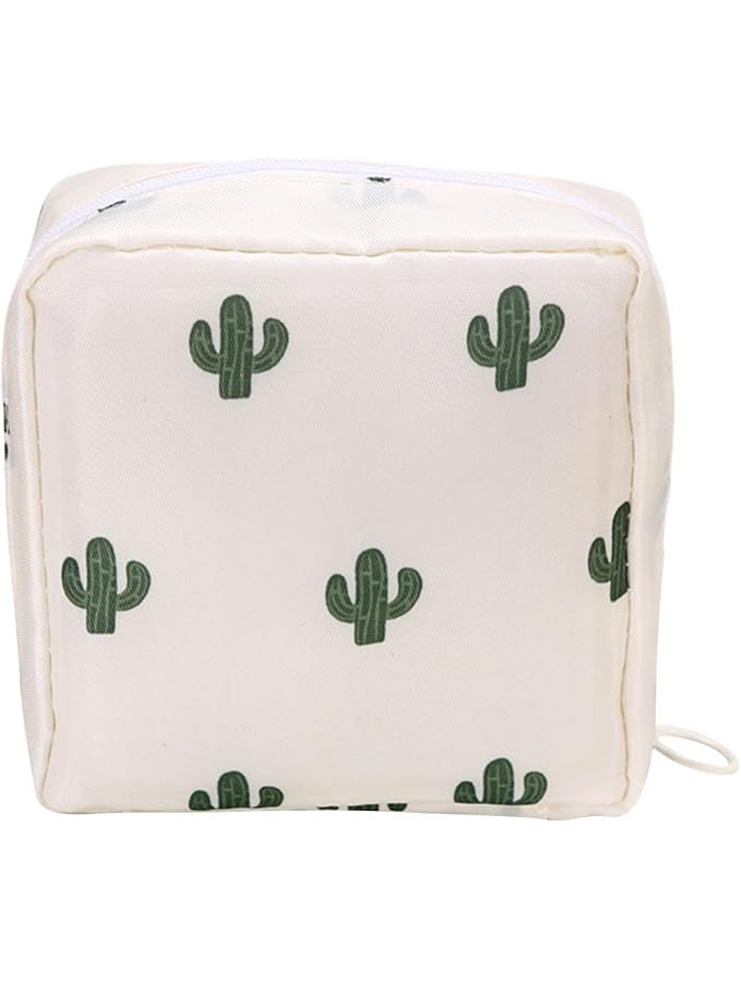 White Cactus Female Hygiene Organizer With Separate Pockets For Tampons And Personal Care Items - Image 1