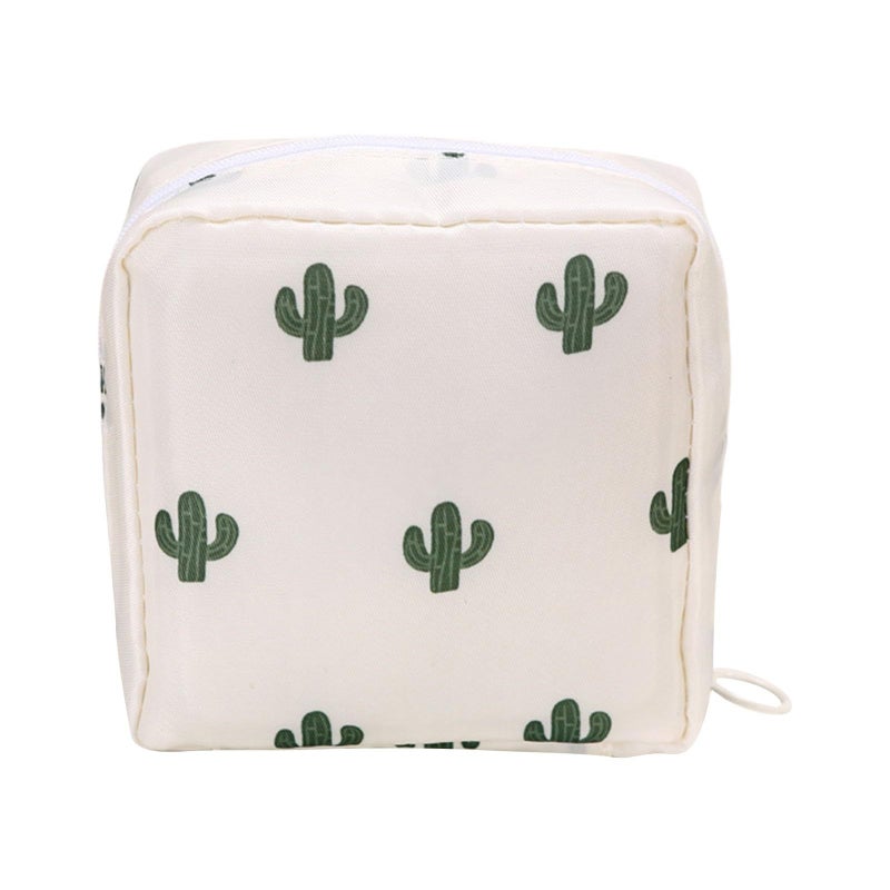 White Cactus Female Hygiene Organizer With Separate Pockets For Tampons And Personal Care Items - Image 2