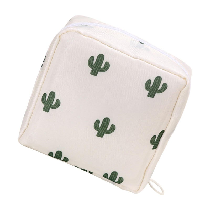 White Cactus Female Hygiene Organizer With Separate Pockets For Tampons And Personal Care Items - Image 5