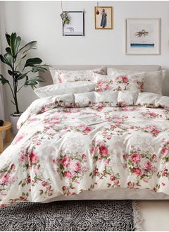 LUNA Home King size 6-piece duvet cover set with Burgundy roses, reversible style.  - Image 2