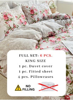 LUNA Home King size 6-piece duvet cover set with Burgundy roses, reversible style.  - Image 4