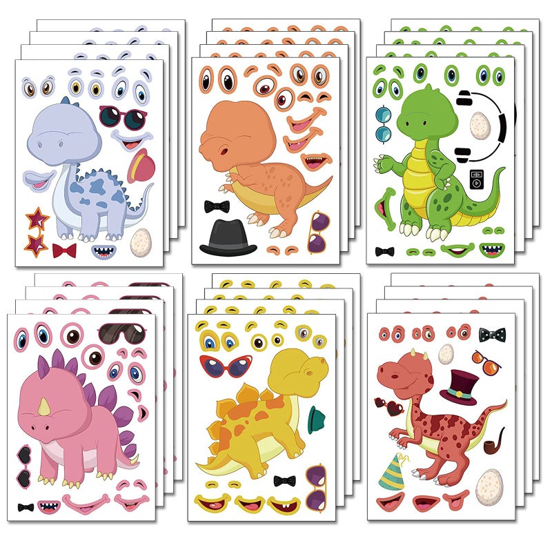 T-Antrix 24 Pieces Make Your Own Dinosaur Stickers for Kids Toddlers with Dinosaur System DIY Craft Kids Party Favor Supplies Crafts - Image 3