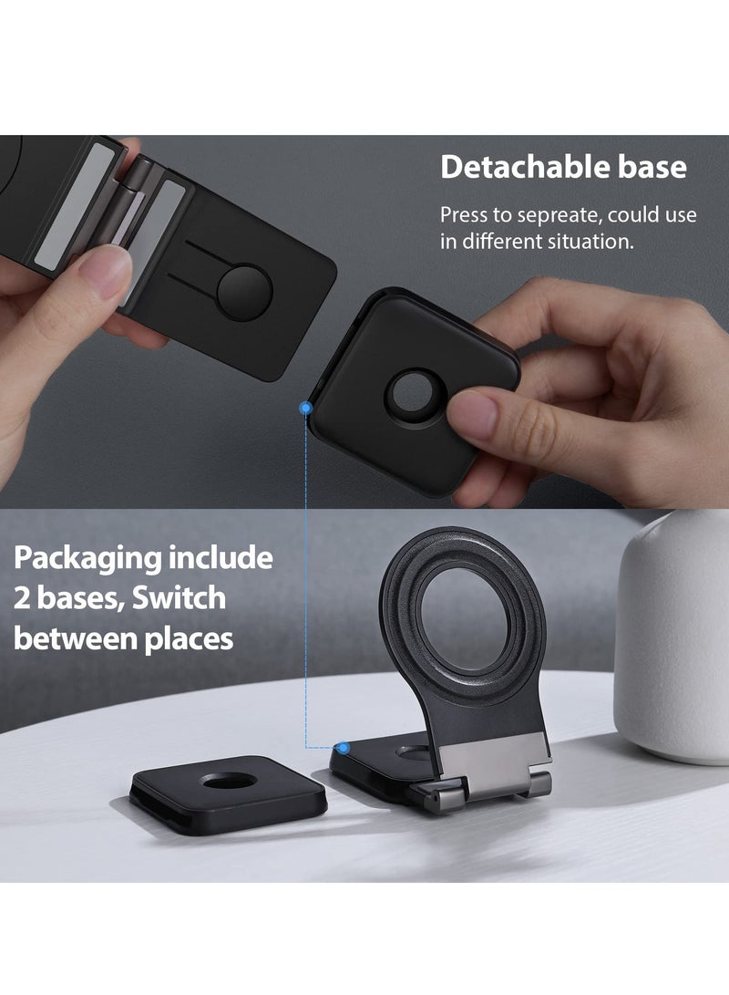 SOLARAE Detachable Mag safe Car Mount for Tesla Model 3/X/Y/S Mag safe Wall Mount for iPhone 14 13 12 Pro/Pro Max Adjustable Magnetic Phone Holder for Car Wall Desk and Laptop with 2 Base Black - Image 2