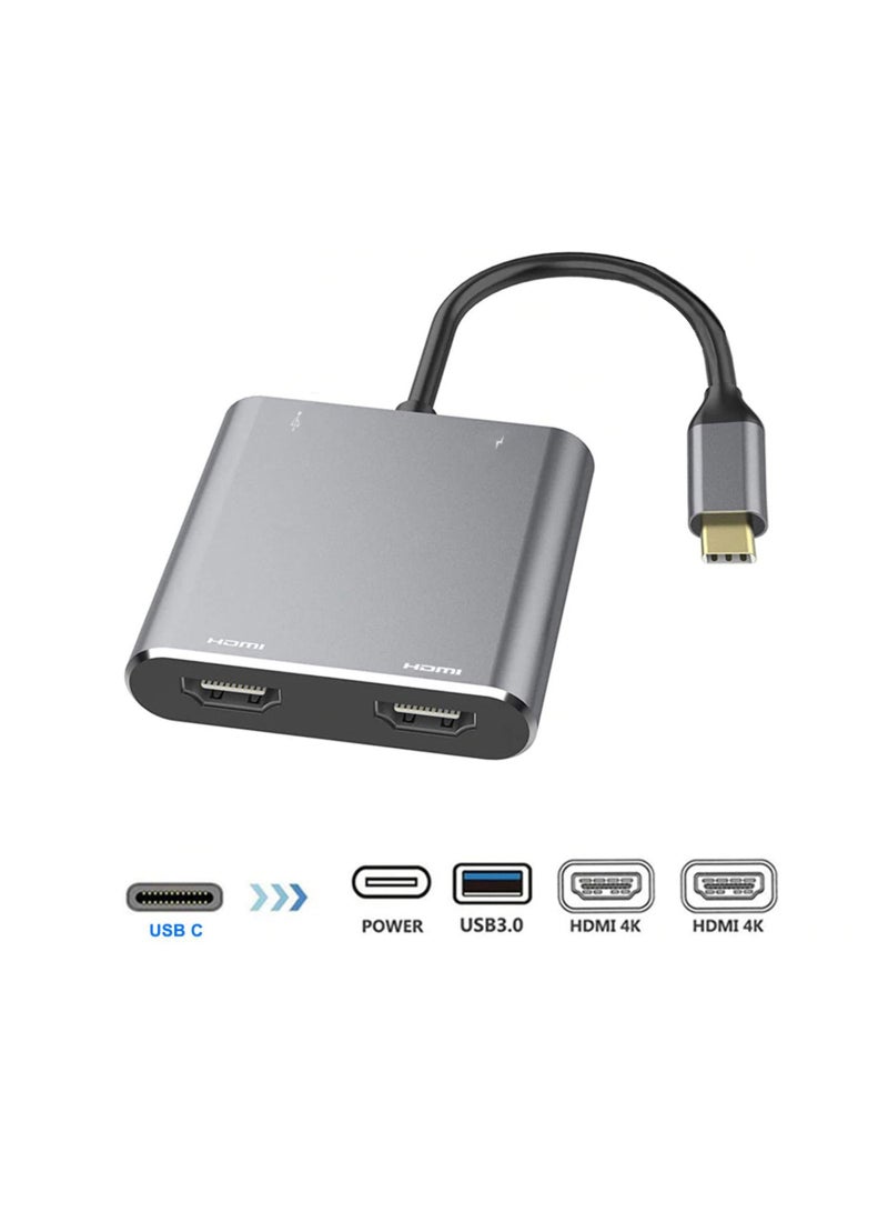SYOSI USB C to Dual HDMI Adapter, 4 in 1 USB Type C Hub with 2 HDMI (4K@30Hz) / USB3.0/ PD Charging, Dual HD Screen Display USB-C Docking Station for Windows, for MacOS - Image 2