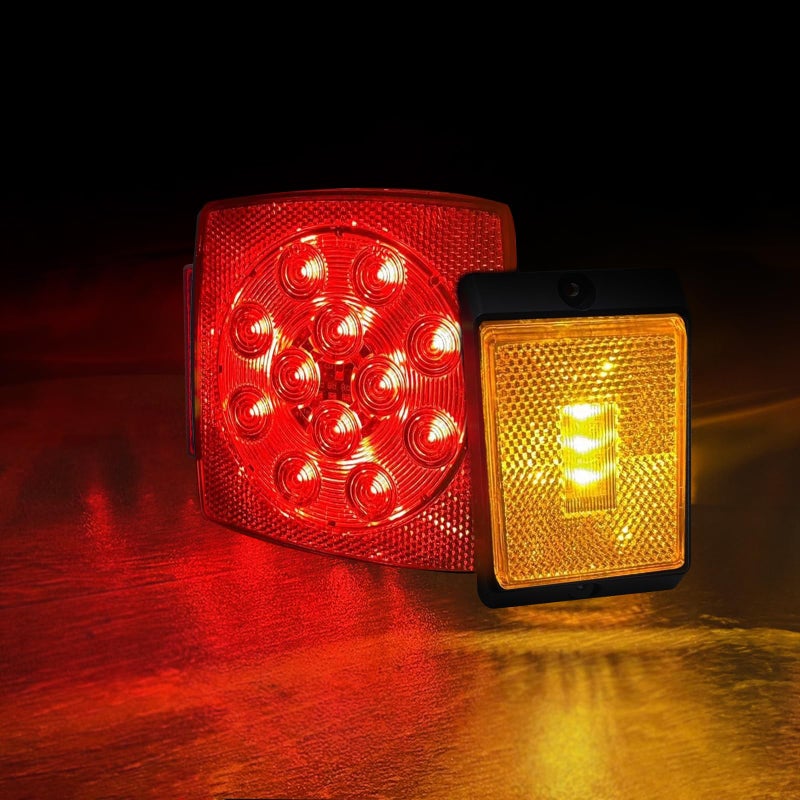 fouwick Submersible LED Trailer Light Kit, Waterproof 12V Stop Tail Turn Signal Lights with 22ft Wiring Harness & License Plate Bracket, Wired Rear Tail Lights for Boat Utility Enclosed Trailer - Image 4