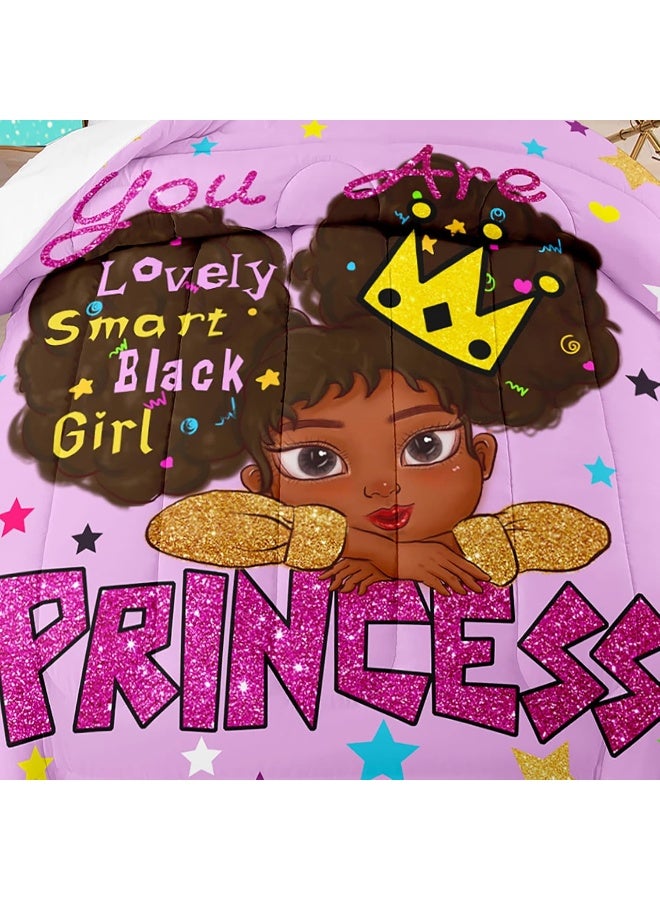 Black Girl Comforter Sets Twin Black African American Girls Twin Comforter Sets Cute Black Girl Twin Size Comforter Set for Girls Princess Room Decor for Girls Bedroom  - Image 5
