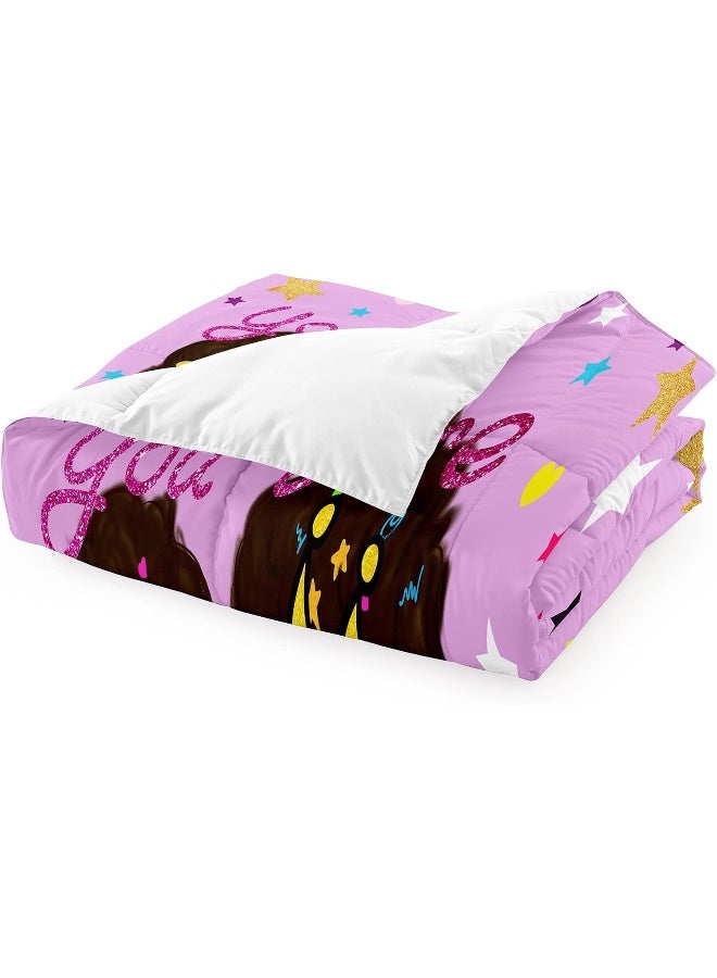 Black Girl Comforter Sets Twin Black African American Girls Twin Comforter Sets Cute Black Girl Twin Size Comforter Set for Girls Princess Room Decor for Girls Bedroom  - Image 4