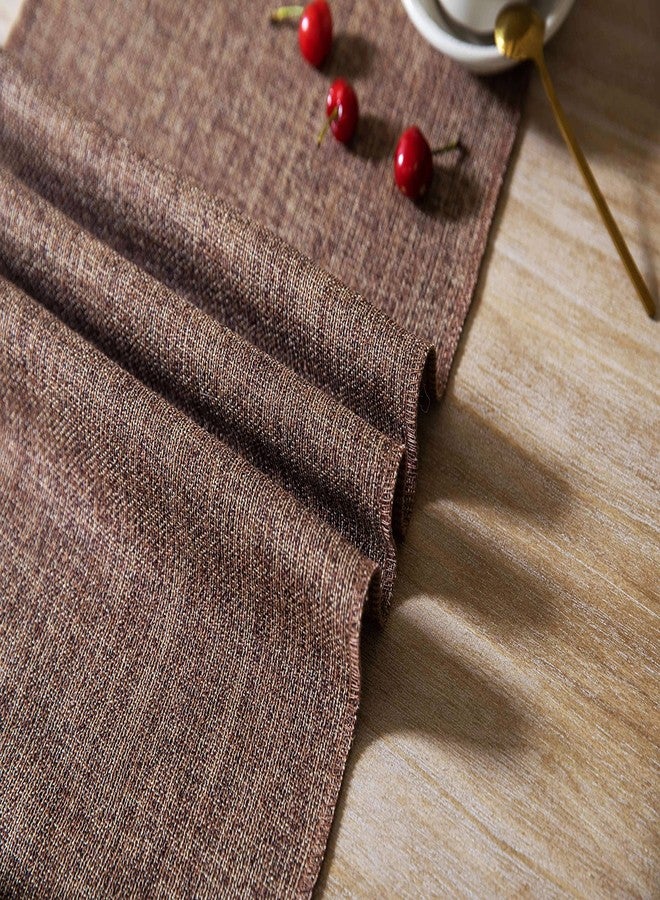 ZeeMart Brown Table Runners 90 Inches Long, Burlap Linen Style Rustic Farmhouse Table Runner, Long Boho Dining Table Runner, 13x90 Inches, Brown - Image 5