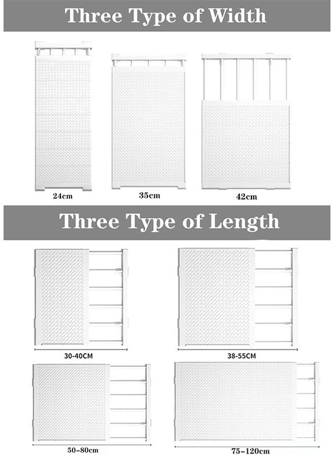ليدين رف خزانة ملابس قابل للتعديل مع قضيب - فاصل رفوف قابل للتوسيع 72-120 سم (عرض 23 سم) لتخزين الخزانة ومنظم الأحذية (قطعة واحدة) - Image 3