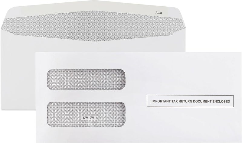 Dutymark 500 1099 NEC Tax Form Envelopes Designed for Printed 1099 NEC Forms 2025 -Gummed Seal- Double-Window, Security Tinted Envelopes, Fits Preprinted 3 up 1099 NEC, Box of 500 - Image 1